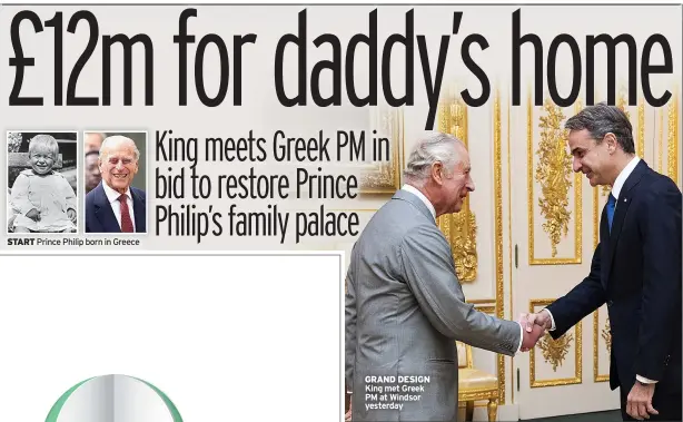  ?? ?? GRAND DESIGN King met Greek PM at Windsor yesterday