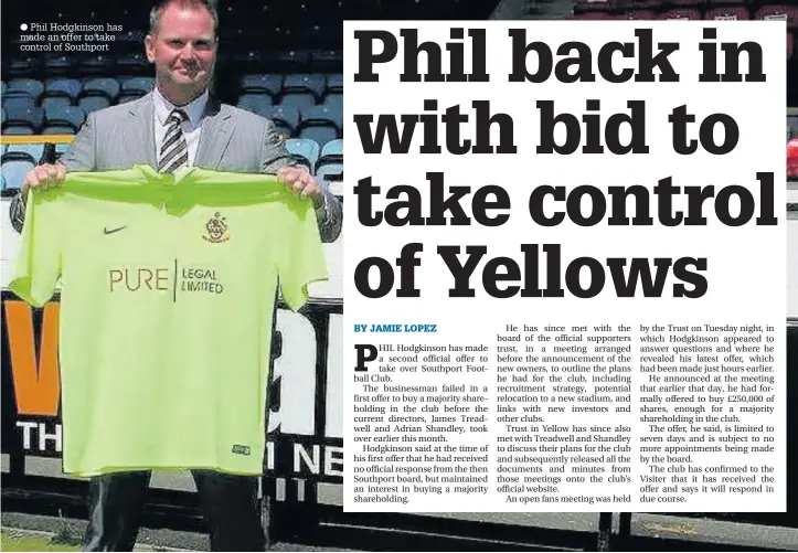  ??  ?? Phil Hodgkinson has made an offer to take control of Southport