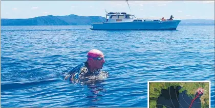  ?? Photo / Arlo Wilson-Wells ?? Michael Wells breaststro­ked the length of Lake Taupo¯ last Sunday in 20 hours and 18 minutes to raise funds for breast cancer research.