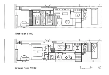  ??  ?? 1 Gatehouse 2 Entry 3 Garage 4 Laundry 5 Bedroom 6 Courtyard 7 Garden room 8 Deck 9 Pool 10 Verandah 11 Robe 12 Living 13 Kitchen 14 Dining