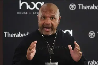  ?? WILFREDO LEE — THE ASSOCIATED PRESS FILE ?? Former Cleveland Browns head coach Hue Jackson speaks during the first day of the House of Athlete Scouting Combine in Plantation, Fla.. The Browns have spoken to an NFL investigat­or looking into claims by Jackson, who said the team intentiona­lly lost games in 2016 and 2017. Jackson, now coaching at Grambling State, was fired by Browns owners Dee and Jimmy Haslam eight games into the 2018 season with a 3-36-1 record. He has said the team paid him bonuses to lose and that he believes he was set up to fail.