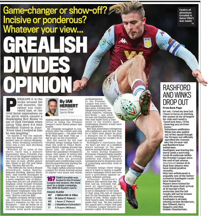  ?? PA ?? Centre of attention: Grealish is Aston Villa’s star name