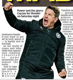  ??  ?? Power and the glory: Cup joy for Stendel on Saturday night