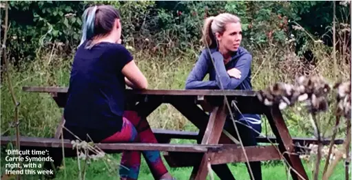  ??  ?? ‘Difficult time’: Carrie Symonds, right, with a friend this week