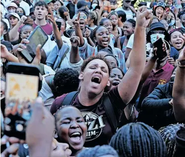  ?? AYANDA NDAMANE African News Agency (ANA) ?? STELLENBOS­CH University students protest after an alleged racist incident at the university. |