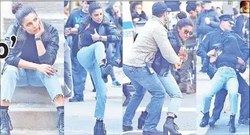  ??  ?? Priyanka shows off her moves while shooting a scene for ‘Quantico’ season 3.