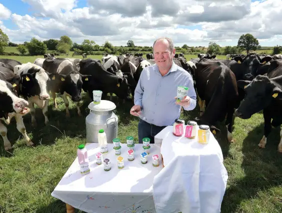  ??  ?? Nicholas Dunne, CEO of Killowen Farm, with some of his herd of cows on the farm near Courtnacud­dy, Enniscorth­y. Picture: Frank McGrath