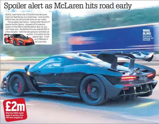  ??  ?? WING BLING McLaren’s hypercar on the M25