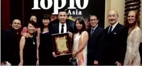  ??  ?? The Beyond Insights team was awarded the Top Financial Training Company award by Top 10 of Asia in 2013.