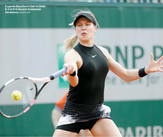  ??  ?? Eugenie Bouchard s’est inclinée 6-3 et 6-0 devant Anastasija Sevastova.