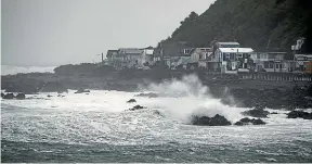  ?? ROSA WOODS/STUFF ?? Owhiro Bay in Wellington was hit hard by big swells yesterday.