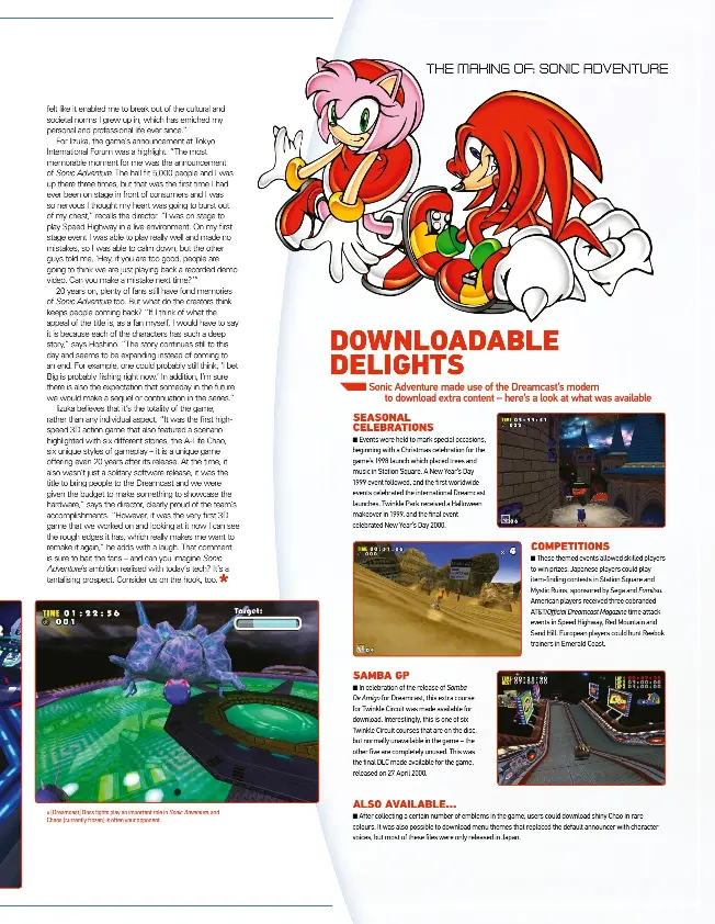  ??  ?? » [Dreamcast] Boss fights play an important role in Sonic Adventure, and Chaos (currently frozen) is often your opponent.