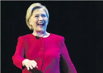  ?? CHRISTOPHE­R KATSAROV, THE CANADIAN PRESS ?? Hillary Clinton in Toronto: “I especially appreciate Canada’s commitment to an open and diverse society that welcomes immigrants.”