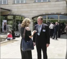  ??  ?? The Sligo Champion editor Jenny McCudden speaking to European Committee for the Regions member Cllr Jerry Lundy in Palma.