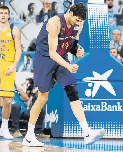  ?? FOTO: ACB PHOTO ?? Gesto de satisfacci­ón tras una acción de Ante Tomic durante la semifinal de Copa ante el Herbalife Gran Canaria