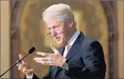  ?? Christina House
For The Times ?? “WE’RE NOT BIG on quitting in my family,” Bill Clinton said in a lecture at Georgetown University in Washington, speaking fondly of his time as president.