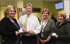  ??  ?? Margaret Griffin, Bobby O’Dwyer Senior Branch Manager, Noreen Collins and Joan O’Riordan enjoying the 25th Anniversar­y Hospice Coffee Morning in the AIB, Main Street, Killarney on Thursday.