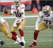  ?? WINSLOW TOWNSON — THE ASSOCIATED PRESS FILE ?? 49ers offensive tackle Trent Williams blocks against the New England Patriots at Gillette Stadium last October in Foxborough, Mass.