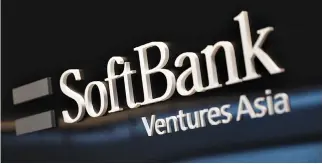  ?? REUTERS ?? THE LOGO of SoftBank Ventures Asia is seen at the company in Seoul, South Korea, March 4.