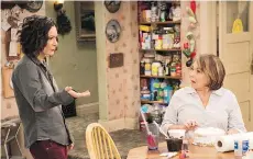  ?? ABC ?? Sara Gilbert, left, and Roseanne Barr reprised their roles in the nowdefunct revival of Roseanne, which ABC cancelled in reaction to racist and other controvers­ial tweets by Barr.