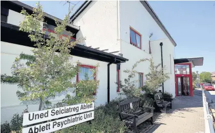  ??  ?? > The Ablett Psychiatri­c Unit at Ysbyty Glan Clwyd