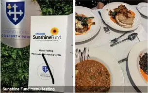  ?? ?? Sunshine Fund menu tasting