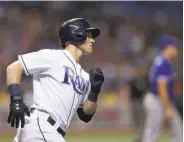  ?? Chris O'Meara / Associated Press ?? Tampa Bay rookie Jake Bauers circles the bases on his two-run homer in the fourth inning.