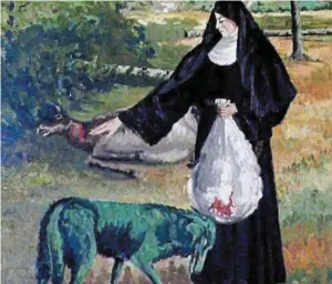  ?? | PHOTO : PEINTURE ANONYME ?? Sainte Austrebert­he et le loup dont la robe devint verte.