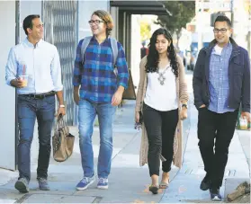  ?? Paul Chinn / The Chronicle ?? Manik Suri (left), Andrew Hager, Sundas Arain and Ranjeet Sidhu of MeWe.