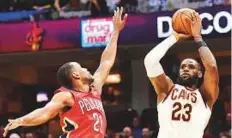  ?? USA Today Sports ?? ■ Cleveland Cavaliers forward LeBron James (23) shoots over the defence of New Orleans Pelicans forward Darius Miller.