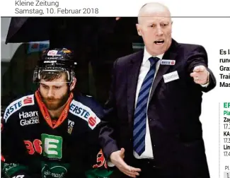  ??  ?? Es läuft nicht rund bei den Grazern und Trainer Doug Mason GEPA (2)