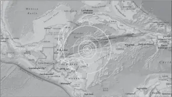  ??  ?? The location of a 7.6-magnitude earthquake is shown on the USGS website.