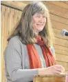  ?? ?? Wolfville Farmers' Market manager Kelly Marie Redcliffe speaks about a collaborat­ive initiative with the Blomidon Naturalist­s Society and Earth Rhythms at a March 18 funding announceme­nt.