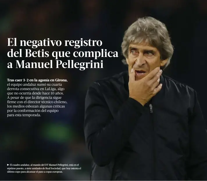  ?? ?? ► El cuadro andaluz, al mando del DT Manuel Pellegrini, está en el séptimo puesto, a siete unidades de Real Sociedad, que hoy ostenta el último cupo para alcanzar el paso a copas europeas.