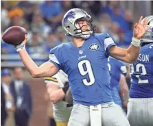  ?? TIM FULLER, USA TODAY SPORTS ?? Matthew Stafford led the Lions to eight come-from-behind wins and ended the regular season with a 93.3 passer rating.