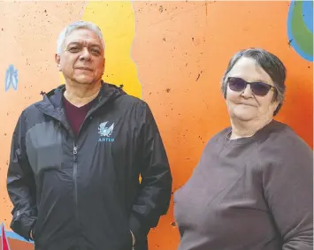  ?? JASON PAYNE ?? Okanagan Indian Band Chief Byron Louis, here with director of territoria­l stewardshi­p Colleen Marchand, says forests are natural capital.