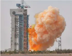  ?? Photo: Xinhua ?? A Long March-2D carrier rocket, carrying the Gaofen-9 04 satellite, is launched from the Jiuquan Satellite Launch Centre in northwest China, August on 6, 2020.