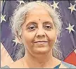  ?? PTI ?? Union finance minister Nirmala Sitharaman.