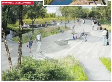  ?? Rendering courtesy, Calgary Municipal Land Corp. ?? A transforme­d St. Patrick’s Island is aimed at becoming a family-friendly adventure playground in the heart of the city.