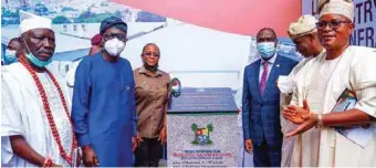  ?? ?? Gov. Sanwo-Olu at the commission­ing of a multi-level car park and facility the state’s Ministry of Works built from a refuse dumpsite at Onikan, Lagos
