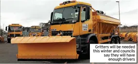  ?? ?? Gritters will be needed this winter and councils say they will have enough drivers