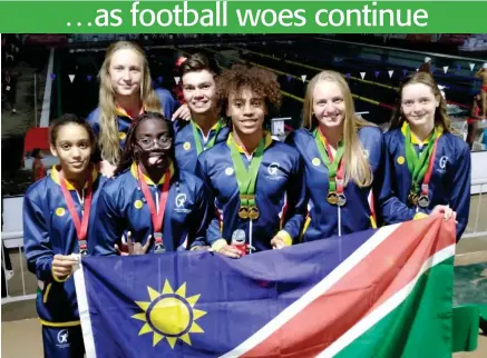  ?? Photo: Nampa ?? Sweet victory…Namibian swimmers on Monday delivered a great performanc­e to win their country’s first medals at the ongoing 2022 African Union Sports Council (AUSC) Region 5 Games.