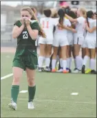  ?? BEA AHBECK/ NEWSSENTIN­EL ?? Liberty Ranch's Sydney Klink reacts after her team lost their Division 4 championsh­ip game against Woodland in Elk Grove Saturday. Woodland won in penalty kicks after overtime.