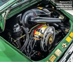  ?? ?? Restored by a locally renowned specialist, the 911S engine looks new