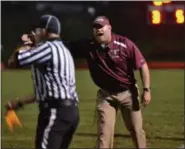  ?? THOMAS NASH - DIGITAL FIRST MEDIA ?? Pottsgrove head coach Bill Hawthorne shouts to the referee.