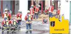  ?? FOTO: PÖPPEL ?? Die Freiwillig­en Feuerwehre­n aus Amtzell und Wangen haben einen Großbrand in Geiselharz verhindert.