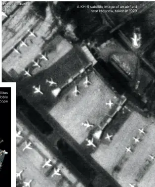  ??  ?? A KH-9 satellite image of an airfield near Moscow, taken in 1979