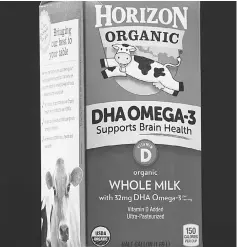  ??  ?? A carton of organic milk photograph­ed in Washington on February 22