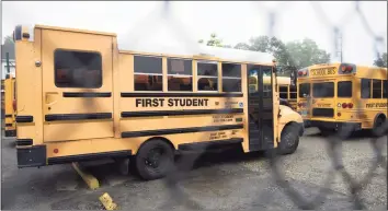  ?? Tyler Sizemore / Hearst Connecticu­t Media file photo ?? Buses are parked at the First Student bus depot in Stamford on June 20, 2019.