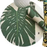  ??  ?? 2. Enjoy full ‘holiday at home’ treatment with tropical wallpaper from Patricia Braune.